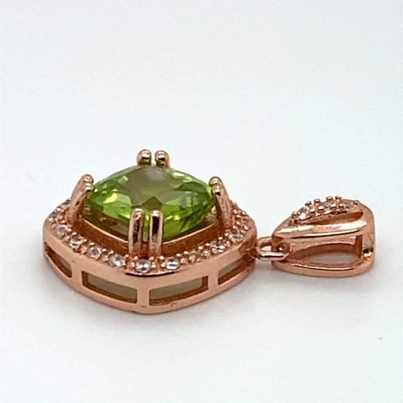 Peridot 1.50ct Rose Gold Solid Silver Pendant - Picture 4 of 7